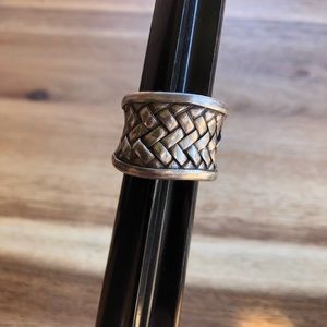 Chunky Woven Silver Nickel Ring